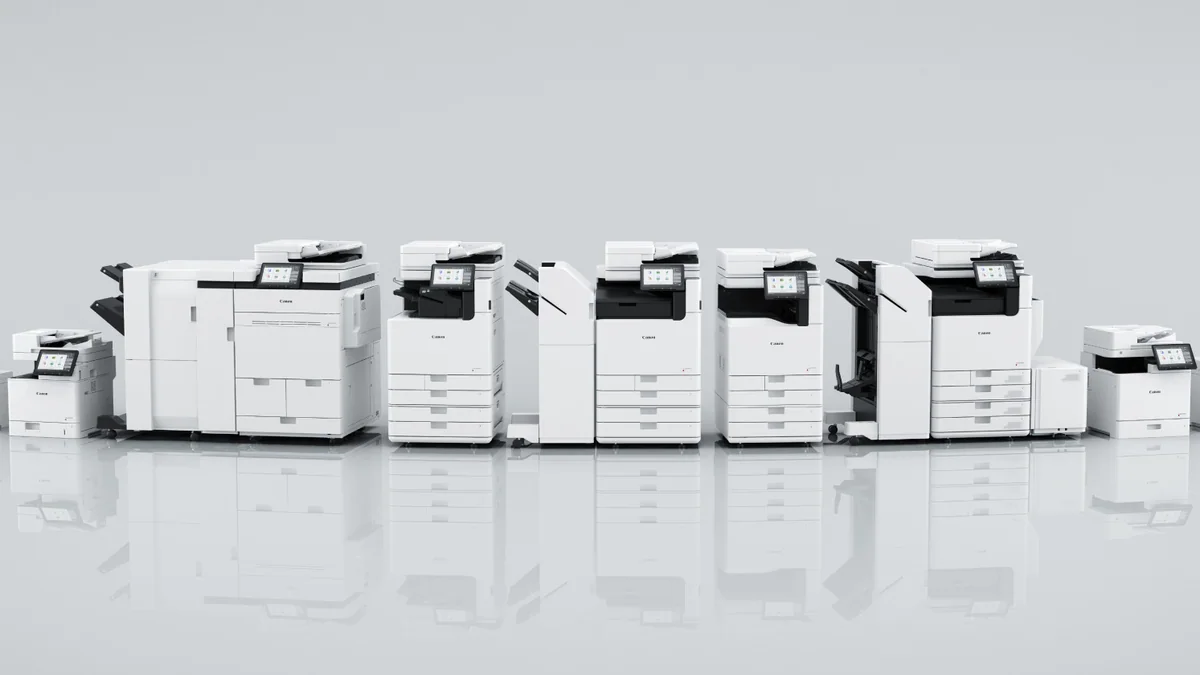 Canon imageRUNNER ofis yazıcısı ve siber güvenlik yazılımı görseli