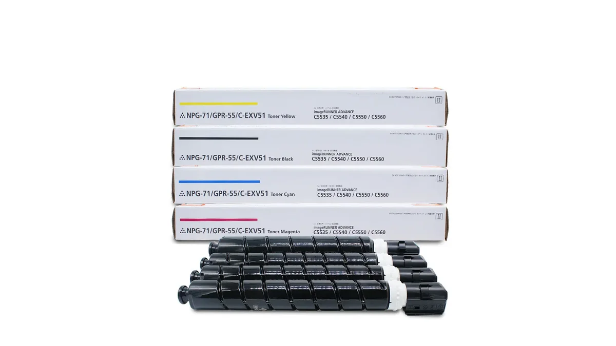 Ofis yazıcısının kartuş yuvasına yerleştirilmiş mikroçipsiz toner kartuşu