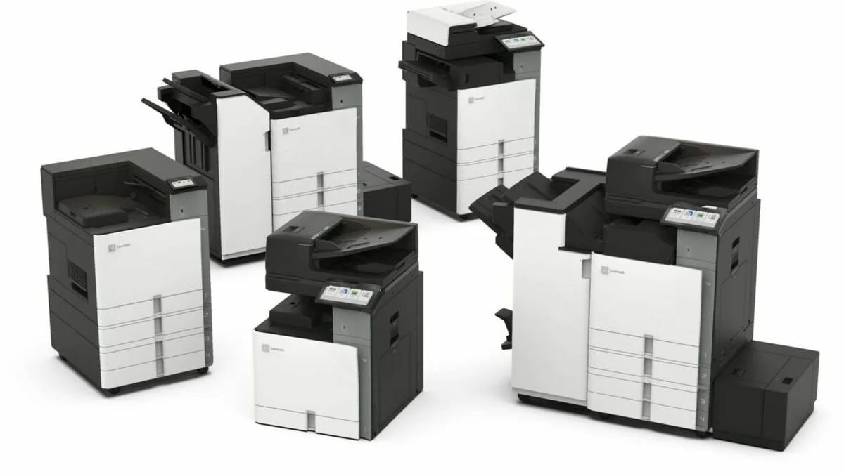 Lexmark 9 Serisi A3 renkli çok fonksiyonlu yazıcı ailesi ve dokunmatik kumanda paneli