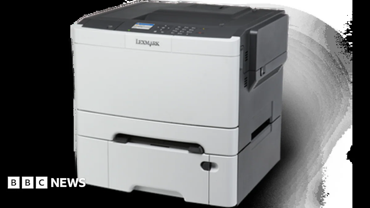 Lexmark genel merkezi ve satın alma anlaşmasını simgeleyen yazıcı görseli