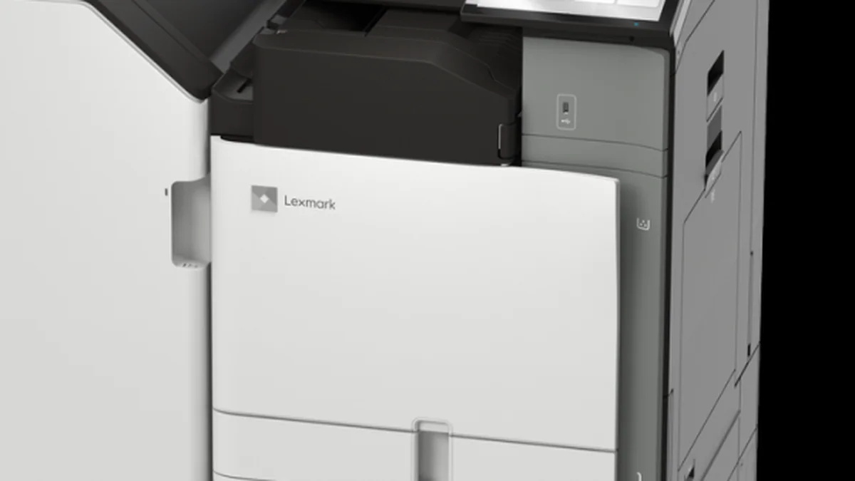 Lexmark 9 Serisi A3 çok fonksiyonlu yazıcının ön panelinden görünüm